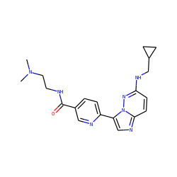 CN(C)CCNC(=O)c1ccc(-c2cnc3ccc(NCC4CC4)nn23)nc1 ZINC000072176607