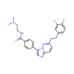 CN(C)CCNC(=O)c1ccc(-c2cnc3ccc(NCc4ccc(Cl)c(Cl)c4)nn23)cc1 ZINC000045335209