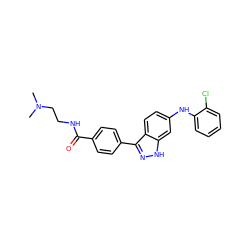 CN(C)CCNC(=O)c1ccc(-c2n[nH]c3cc(Nc4ccccc4Cl)ccc23)cc1 ZINC000028529003