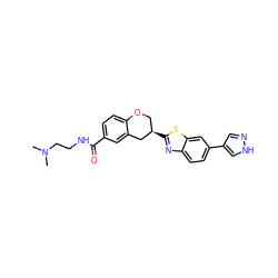 CN(C)CCNC(=O)c1ccc2c(c1)C[C@H](c1nc3ccc(-c4cn[nH]c4)cc3s1)CO2 ZINC000049792374