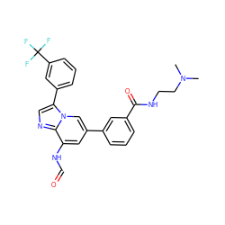 CN(C)CCNC(=O)c1cccc(-c2cc(NC=O)c3ncc(-c4cccc(C(F)(F)F)c4)n3c2)c1 ZINC000061903171