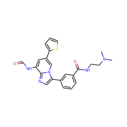 CN(C)CCNC(=O)c1cccc(-c2cnc3c(NC=O)cc(-c4cccs4)cn23)c1 ZINC000061906376