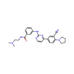 CN(C)CCNC(=O)c1cccc(Nc2nccc(-c3ccc(N4CCCC4)c(C#N)c3)n2)c1 ZINC000113823321