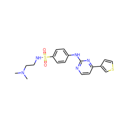 CN(C)CCNS(=O)(=O)c1ccc(Nc2nccc(-c3ccsc3)n2)cc1 ZINC000049051624