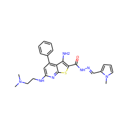 CN(C)CCNc1cc(-c2ccccc2)c2c(N)c(C(=O)N/N=C/c3cccn3C)sc2n1 ZINC000071318845