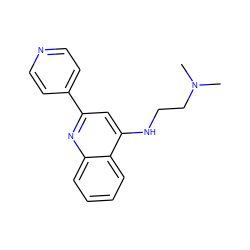 CN(C)CCNc1cc(-c2ccncc2)nc2ccccc12 ZINC000000163639