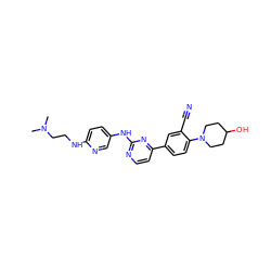 CN(C)CCNc1ccc(Nc2nccc(-c3ccc(N4CCC(O)CC4)c(C#N)c3)n2)cn1 ZINC000143608429