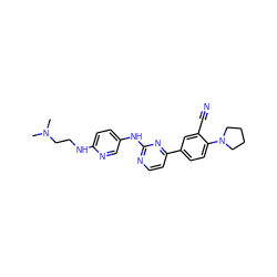 CN(C)CCNc1ccc(Nc2nccc(-c3ccc(N4CCCC4)c(C#N)c3)n2)cn1 ZINC000143585025