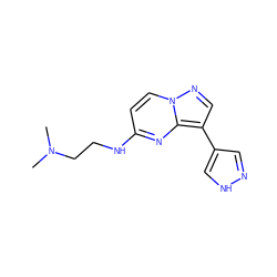 CN(C)CCNc1ccn2ncc(-c3cn[nH]c3)c2n1 ZINC000095921413