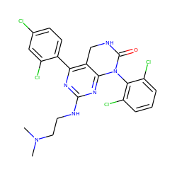 CN(C)CCNc1nc(-c2ccc(Cl)cc2Cl)c2c(n1)N(c1c(Cl)cccc1Cl)C(=O)NC2 ZINC000014962951