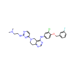 CN(C)CCNc1nccc(N2CCc3ncnc(Nc4ccc(OCc5cccc(F)c5)c(Cl)c4)c3C2)n1 ZINC000049605001