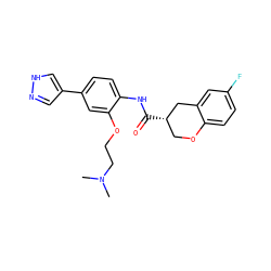 CN(C)CCOc1cc(-c2cn[nH]c2)ccc1NC(=O)[C@H]1COc2ccc(F)cc2C1 ZINC000040933811