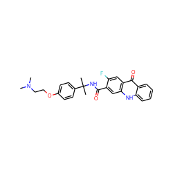 CN(C)CCOc1ccc(C(C)(C)NC(=O)c2cc3[nH]c4ccccc4c(=O)c3cc2F)cc1 ZINC000014970322