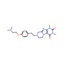 CN(C)CCOc1ccc(CCN2CCn3c(nc4c3c(=O)n(C)c(=O)n4C)C2)cc1 ZINC000653822820