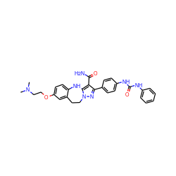 CN(C)CCOc1ccc2c(c1)CCn1nc(-c3ccc(NC(=O)Nc4ccccc4)cc3)c(C(N)=O)c1N2 ZINC000045336197