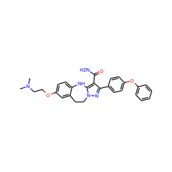 CN(C)CCOc1ccc2c(c1)CCn1nc(-c3ccc(Oc4ccccc4)cc3)c(C(N)=O)c1N2 ZINC000045336742