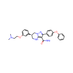 CN(C)CCOc1cccc([C@@H]2CNc3c(C(N)=O)c(-c4ccc(Oc5ccccc5)cc4)nn3C2)c1 ZINC001772654694