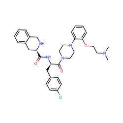 CN(C)CCOc1ccccc1N1CCN(C(=O)[C@@H](Cc2ccc(Cl)cc2)NC(=O)[C@H]2Cc3ccccc3CN2)CC1 ZINC000027860493