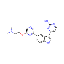 CN(C)CCOc1cncc(-c2ccc3[nH]cc(-c4ccnc(N)n4)c3c2)n1 ZINC000169348281