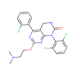 CN(C)CCOc1nc(-c2ccccc2Cl)c2c(n1)N(c1c(Cl)cccc1Cl)C(=O)NC2 ZINC000014962955