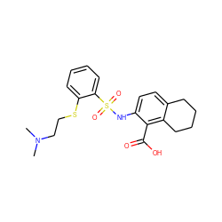 CN(C)CCSc1ccccc1S(=O)(=O)Nc1ccc2c(c1C(=O)O)CCCC2 ZINC000014964743