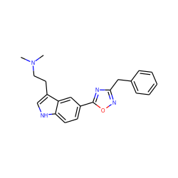 CN(C)CCc1c[nH]c2ccc(-c3nc(Cc4ccccc4)no3)cc12 ZINC000000014693