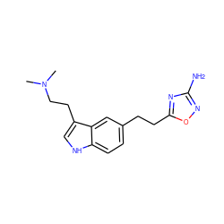 CN(C)CCc1c[nH]c2ccc(CCc3nc(N)no3)cc12 ZINC000013827489