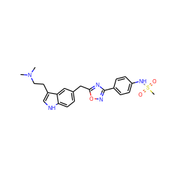 CN(C)CCc1c[nH]c2ccc(Cc3nc(-c4ccc(NS(C)(=O)=O)cc4)no3)cc12 ZINC000013827485