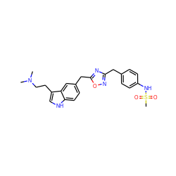 CN(C)CCc1c[nH]c2ccc(Cc3nc(Cc4ccc(NS(C)(=O)=O)cc4)no3)cc12 ZINC000013827487