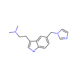 CN(C)CCc1c[nH]c2ccc(Cn3ccnc3)cc12 ZINC000013741358