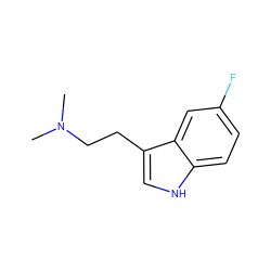 CN(C)CCc1c[nH]c2ccc(F)cc12 ZINC000002599104