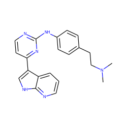 CN(C)CCc1ccc(Nc2nccc(-c3c[nH]c4ncccc34)n2)cc1 ZINC000072142777