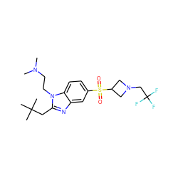 CN(C)CCn1c(CC(C)(C)C)nc2cc(S(=O)(=O)C3CN(CC(F)(F)F)C3)ccc21 ZINC000299836152