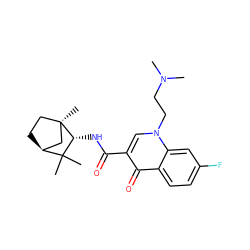 CN(C)CCn1cc(C(=O)N[C@@H]2C(C)(C)[C@H]3CC[C@]2(C)C3)c(=O)c2ccc(F)cc21 ZINC000095574263