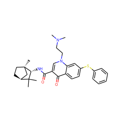 CN(C)CCn1cc(C(=O)N[C@@H]2C(C)(C)[C@H]3CC[C@]2(C)C3)c(=O)c2ccc(Sc3ccccc3)cc21 ZINC000095578862