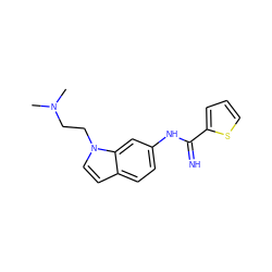 CN(C)CCn1ccc2ccc(NC(=N)c3cccs3)cc21 ZINC000072105986