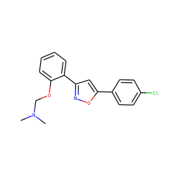 CN(C)COc1ccccc1-c1cc(-c2ccc(Cl)cc2)on1 ZINC000028379249