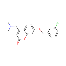 CN(C)Cc1cc(=O)oc2cc(OCc3cccc(Cl)c3)ccc12 ZINC000036520099