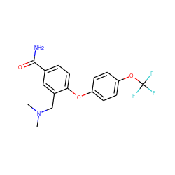 CN(C)Cc1cc(C(N)=O)ccc1Oc1ccc(OC(F)(F)F)cc1 ZINC000000593143