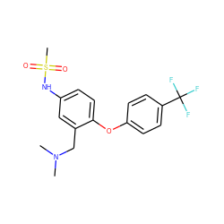 CN(C)Cc1cc(NS(C)(=O)=O)ccc1Oc1ccc(C(F)(F)F)cc1 ZINC000000593144