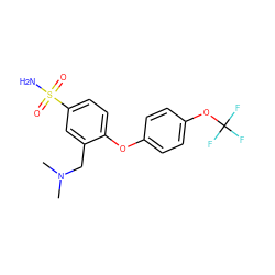 CN(C)Cc1cc(S(N)(=O)=O)ccc1Oc1ccc(OC(F)(F)F)cc1 ZINC000000593141