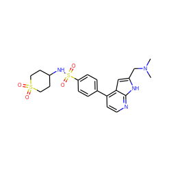 CN(C)Cc1cc2c(-c3ccc(S(=O)(=O)NC4CCS(=O)(=O)CC4)cc3)ccnc2[nH]1 ZINC000095552891