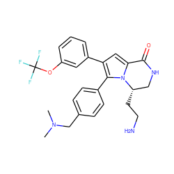 CN(C)Cc1ccc(-c2c(-c3cccc(OC(F)(F)F)c3)cc3n2[C@@H](CCN)CNC3=O)cc1 ZINC000207216650