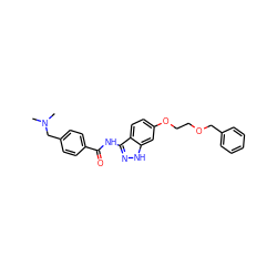 CN(C)Cc1ccc(C(=O)Nc2n[nH]c3cc(OCCOCc4ccccc4)ccc23)cc1 ZINC000144388436