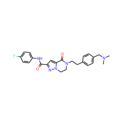 CN(C)Cc1ccc(CCN2CCn3nc(C(=O)Nc4ccc(F)cc4)cc3C2=O)cc1 ZINC000038149869