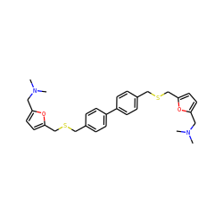 CN(C)Cc1ccc(CSCc2ccc(-c3ccc(CSCc4ccc(CN(C)C)o4)cc3)cc2)o1 ZINC000013452618