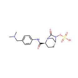 CN(C)Cc1ccc(NC(=O)[C@@H]2CC[C@@H]3CN2C(=O)N3OS(=O)(=O)O)cc1 ZINC000096168615