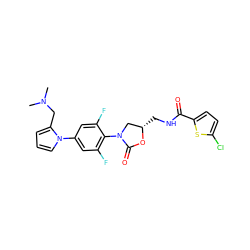 CN(C)Cc1cccn1-c1cc(F)c(N2C[C@H](CNC(=O)c3ccc(Cl)s3)OC2=O)c(F)c1 ZINC000299856664