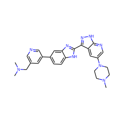 CN(C)Cc1cncc(-c2ccc3[nH]c(-c4n[nH]c5ncc(N6CCN(C)CC6)cc45)nc3c2)c1 ZINC000072177935