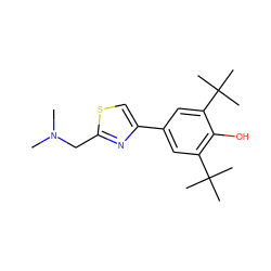 CN(C)Cc1nc(-c2cc(C(C)(C)C)c(O)c(C(C)(C)C)c2)cs1 ZINC000117550747